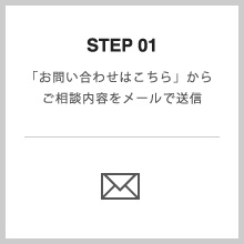 STEP 01 「お問い合わせはこちら」からご相談内容をメールで送信